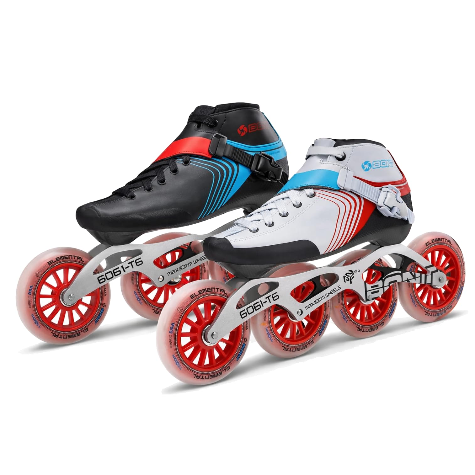 Bont Skates - Inline Speed Skating Racing Skates - GT4 Skate Boots + 6061 Frame + Elemental Wheels + ABEC5 Bearings
