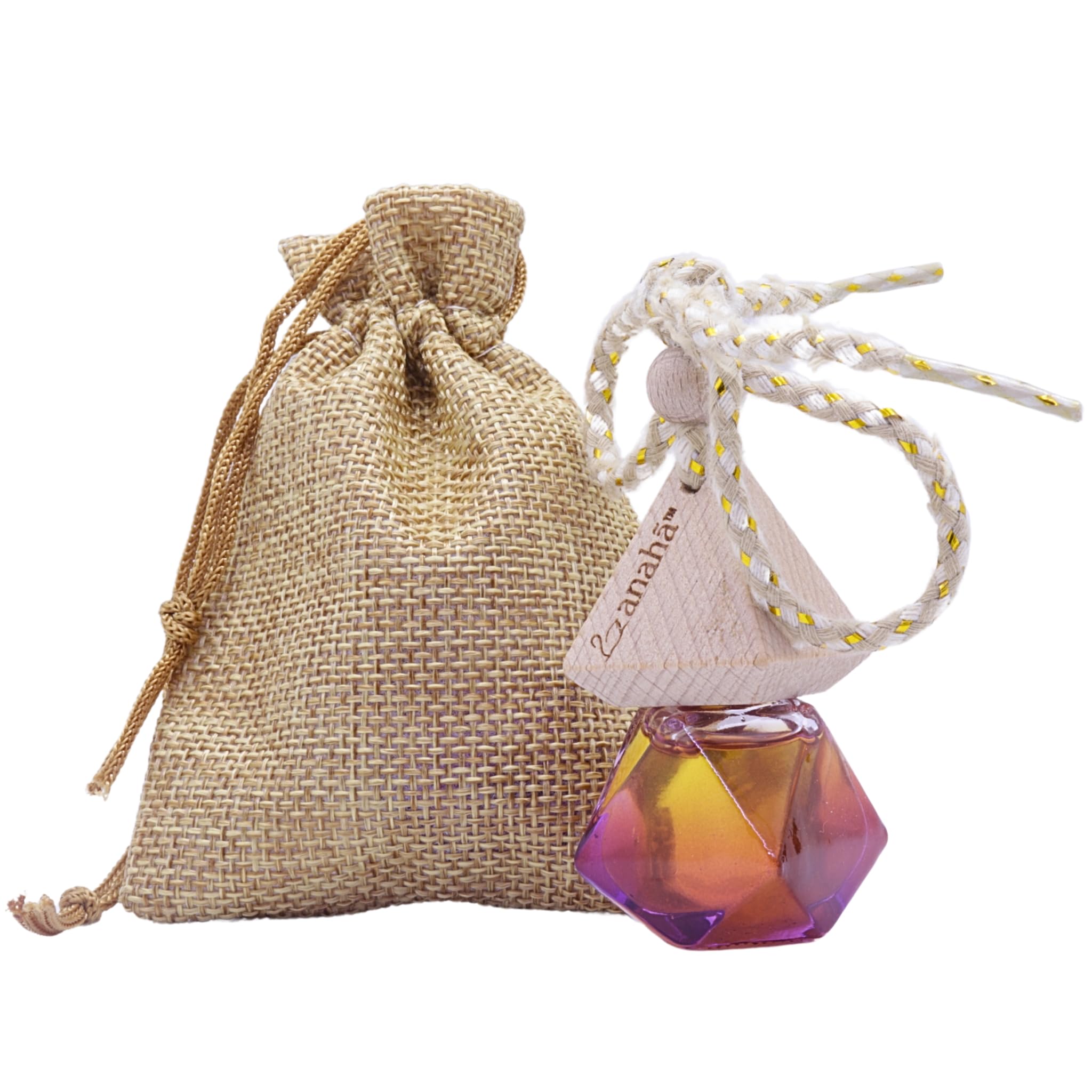 Anaha Car Hanging Diffuser Glass Bottle Wooden Cap (6 ml) Assorted Colours (3) 3