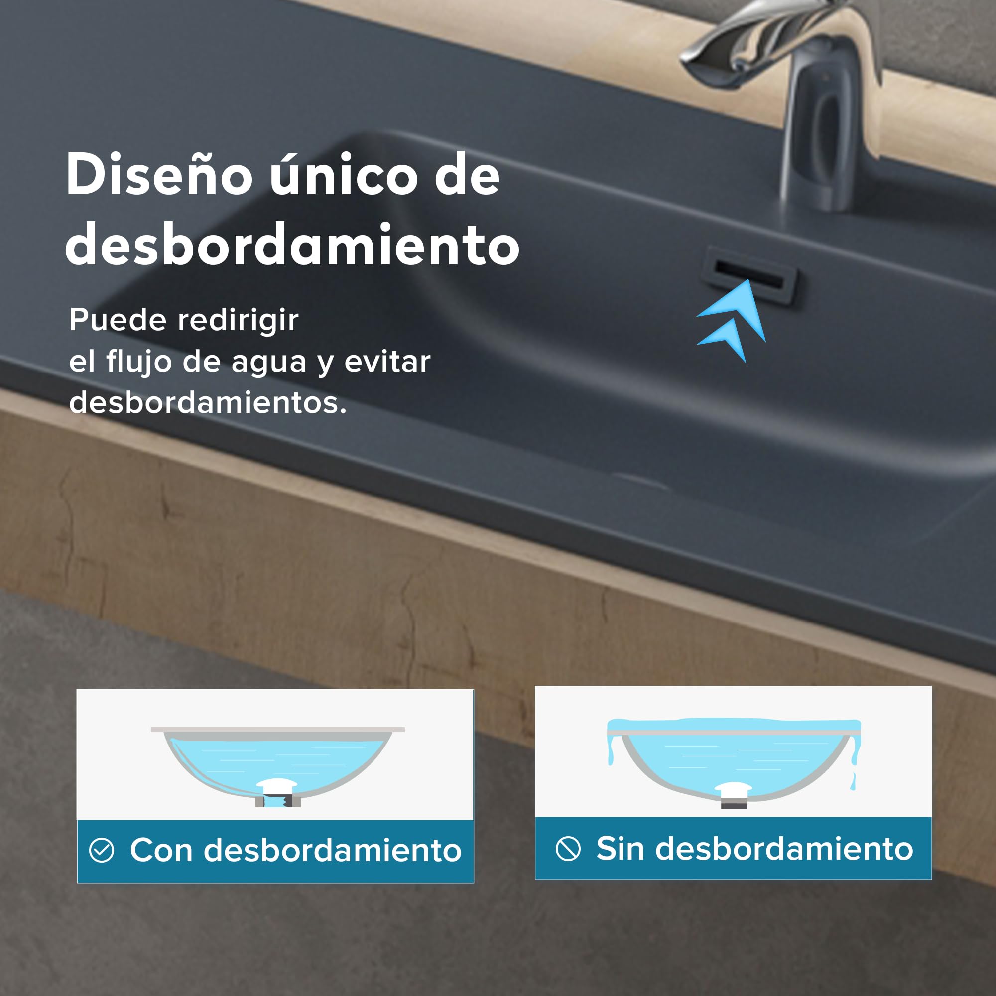 doporro Lavabo Empotrado Antracita Mate Baño 80x48x14 cm Lavamanos Rectangular de Mármol Fundido Colossum02