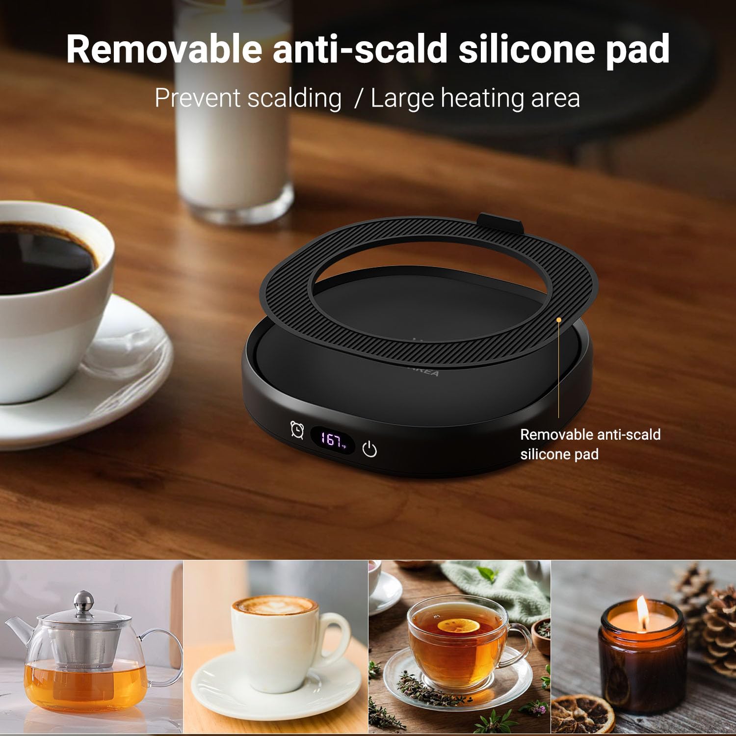 Juego de calentador de tazas de café y You are Awesome Mug Set, calentador eléctrico con apagado automático, 4 ajustes de temperatura, apagado automático de 8 horas (taza de mármol de lujo) 6