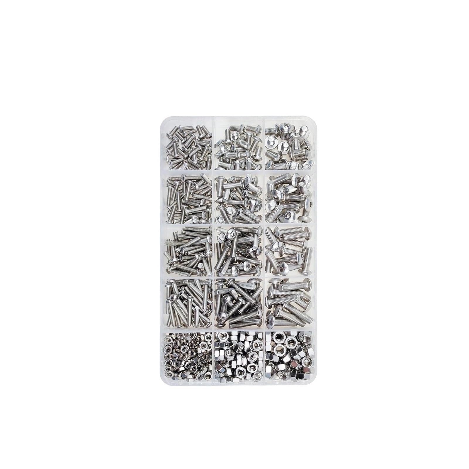 M3 M4 M5 Stainless Steel Hex Button Socket Head Cap Screws and Nuts Kit, Metric Thread Fasteners Assortment for Assembly and Repair(500pcs 3wrench)