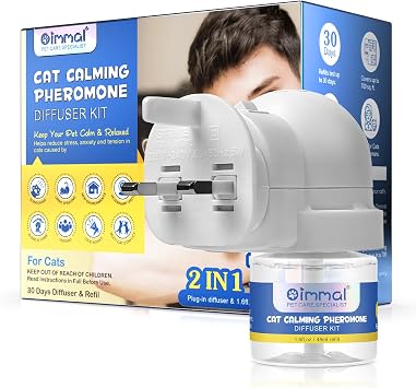 Calming Diffuser For Cats and Kittens,Cat Anxiety Relief Diffuser- 2 In 1 UK Plug-In Refillable Pheromone 30 Days Diffuser+Refill 48ml,Comfort,Calming&Relax Anxious,Anti-Stress,Cope Behavioural Issues