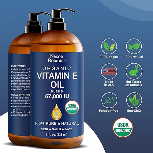 Miniatura 2 de Nexon Botanics Mezcla de aceite orgánico de vitamina E 67000 UI  8 onzas líquidas  Aceite de vitamina E para la piel, cicatrices y cara  Hecho de