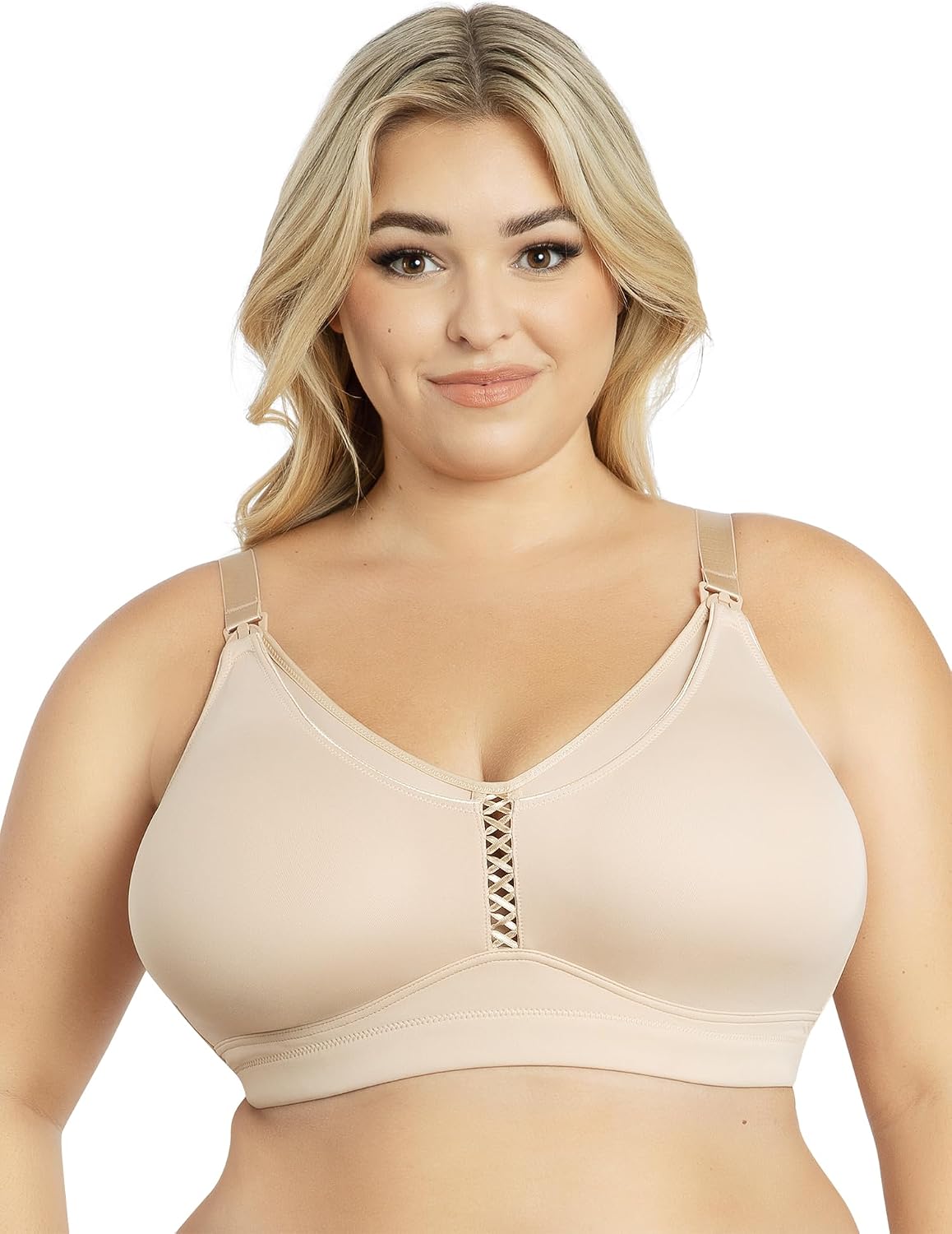 PARFAIT Erika P58611 Women Full Bust Smooth Seamless Wire-Free Nursing Bra-Bare-32GG