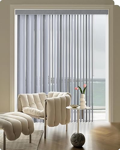Miniatura 7 de Graywind Persianas verticales de tela, tamaño personalizado, opacas, verticales, sin varita, control de varita, reversible, juego de listones de