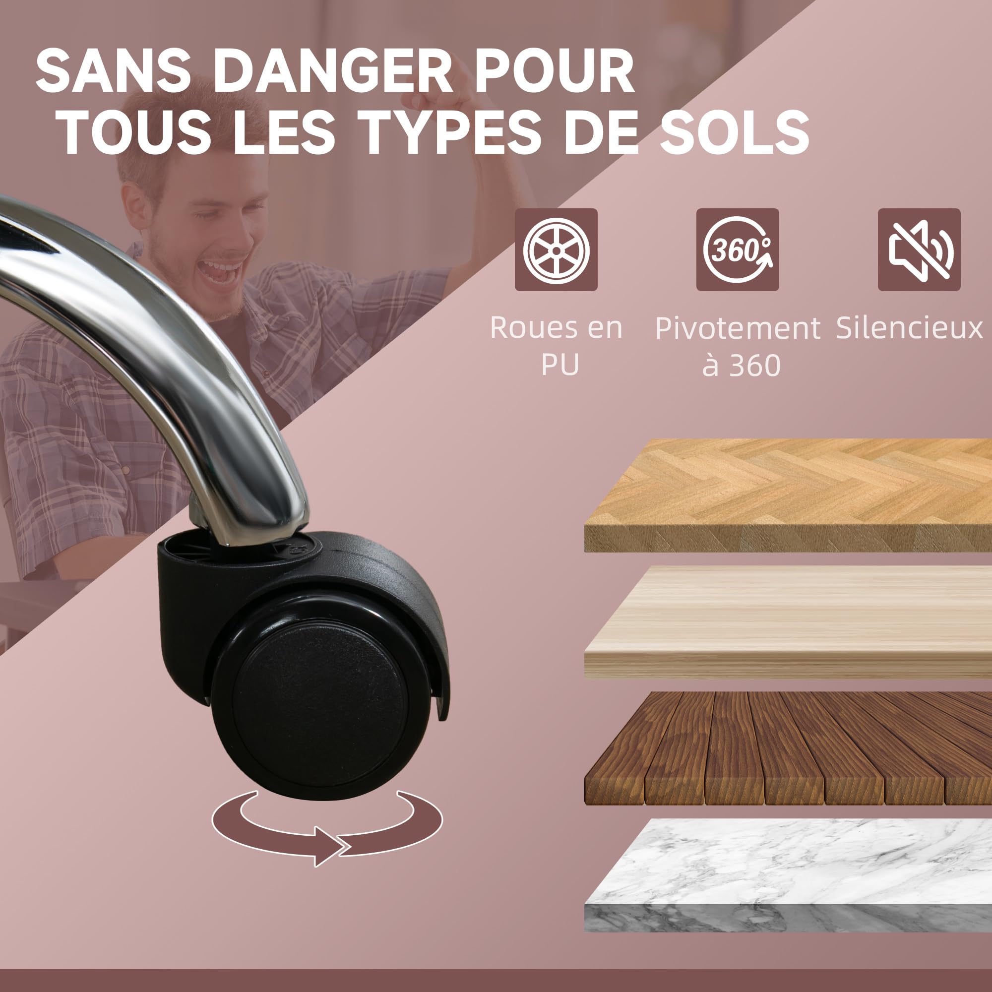 Vinsetto Fauteuil de Bureau Massant et Chauffant Ergonomique Rose