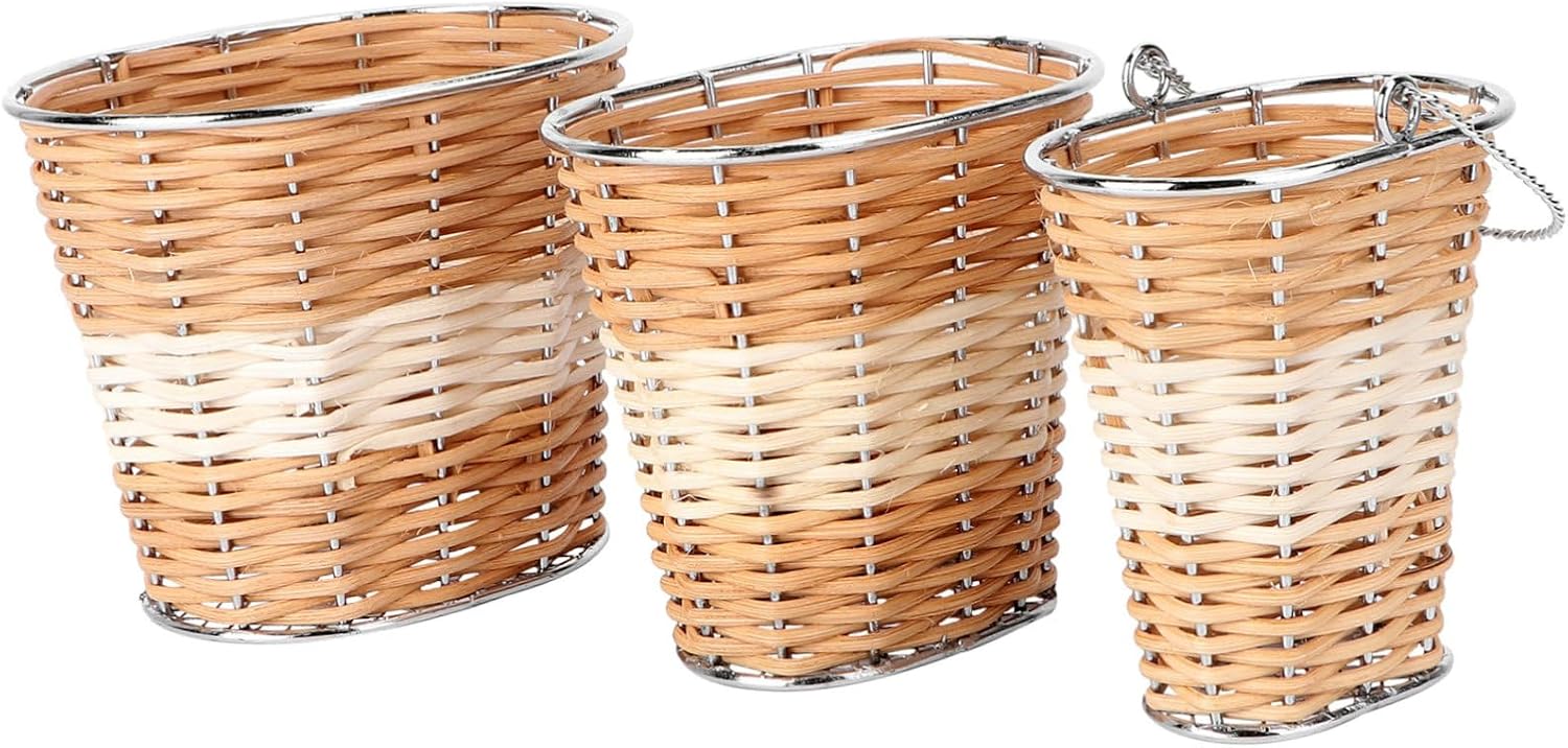 3pcs Rattan Woven Storage Basket Handmade Sundries Case for Home Organization Capacity Decorative Container for Clothes and Accessories Stylish and Design