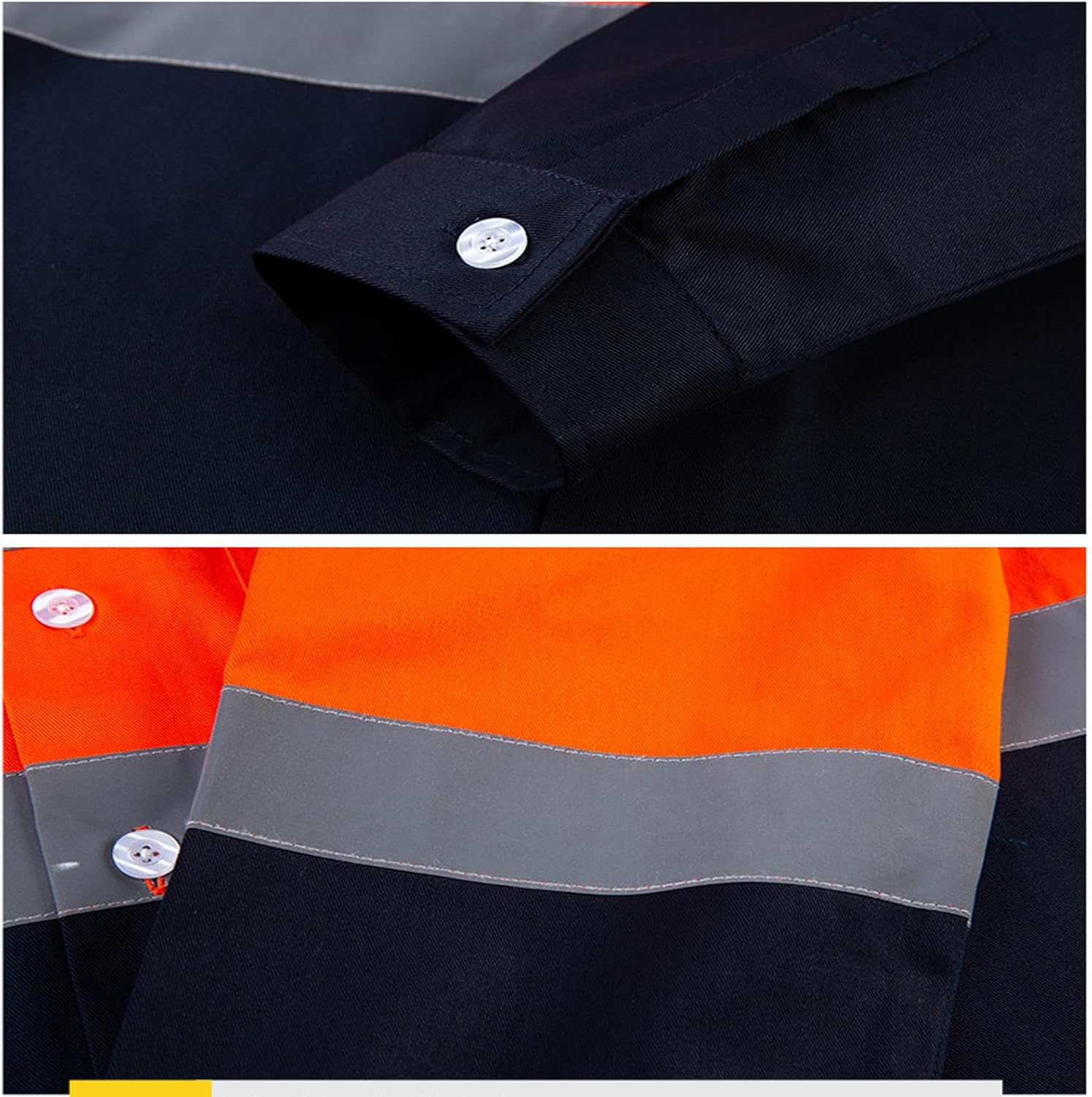 Womens Long Sleeve Work Shirt, Work Pants for Men, Cotton Coveralls with Reflective Stripe