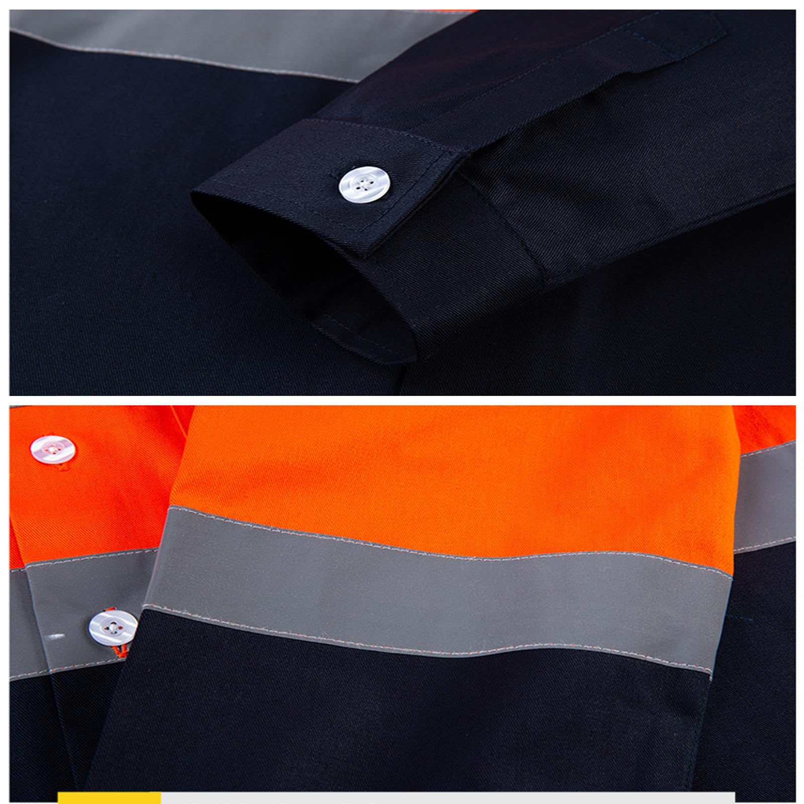 Unisexe Coverall Travail Veste Et Pantalon Costume Avec Bande Réfléchissante, Loose Fit Workwear Manches Longues Coton Travail Salopette