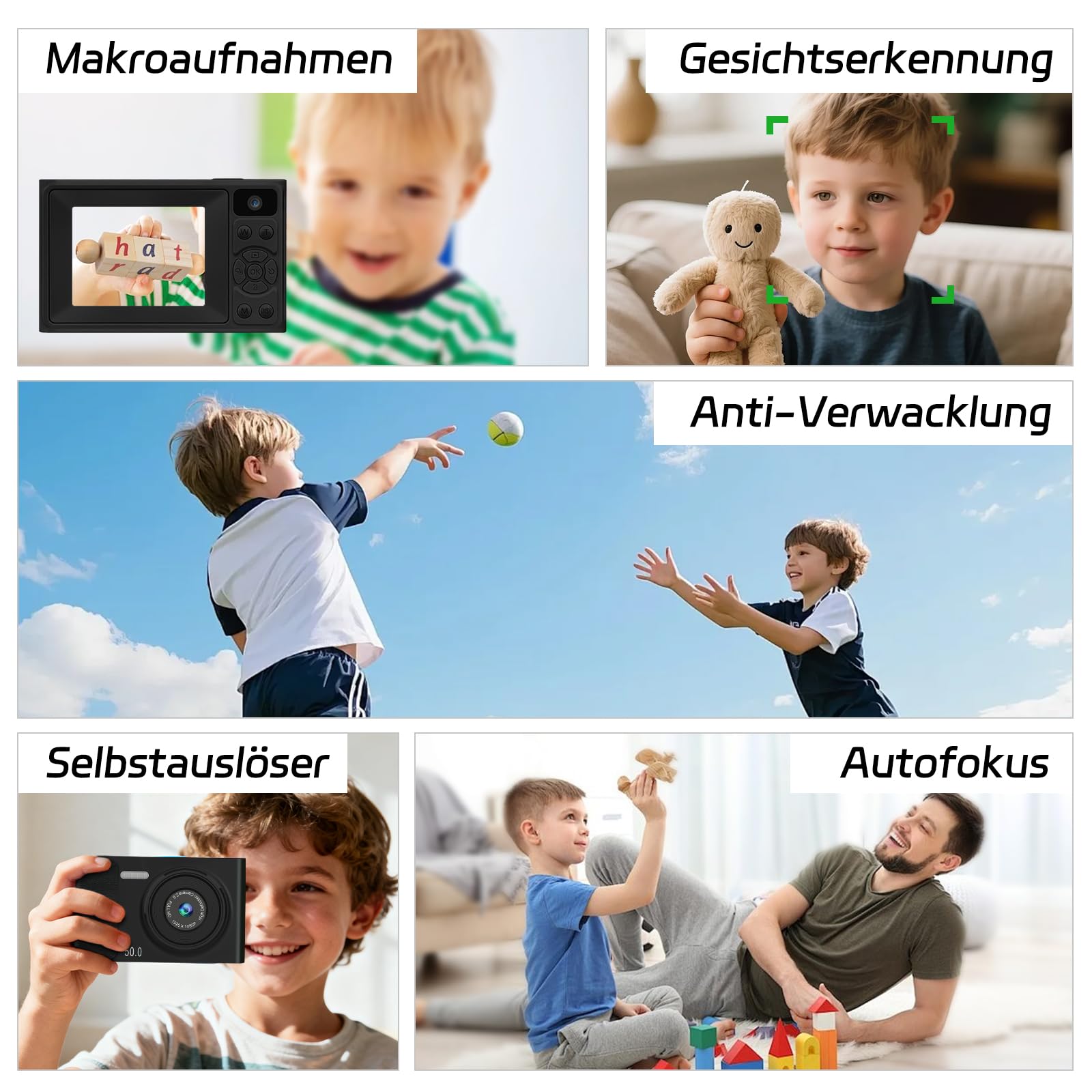 Digitalkamera 1080P 48MP Fotokamera Kamera für Kinder Jugendliche, 2,4" Tragbare Kompaktkamera mit 32GB SD-Karte, Geschenk für Studenten Anfänger Jungen Mädchen