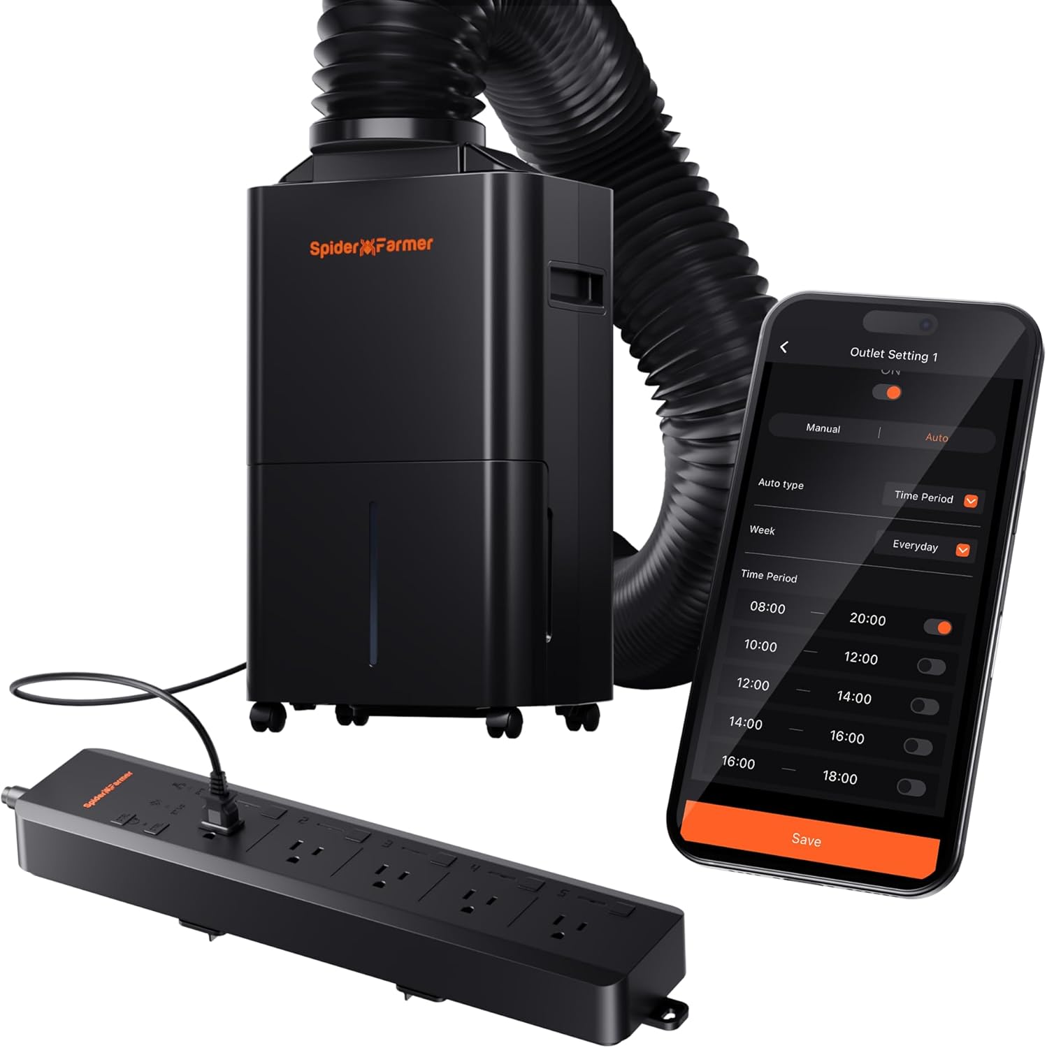 Spider Farmer Dehumidifier With GGS AC5 Power Strip Kits for Grow Tent and Home