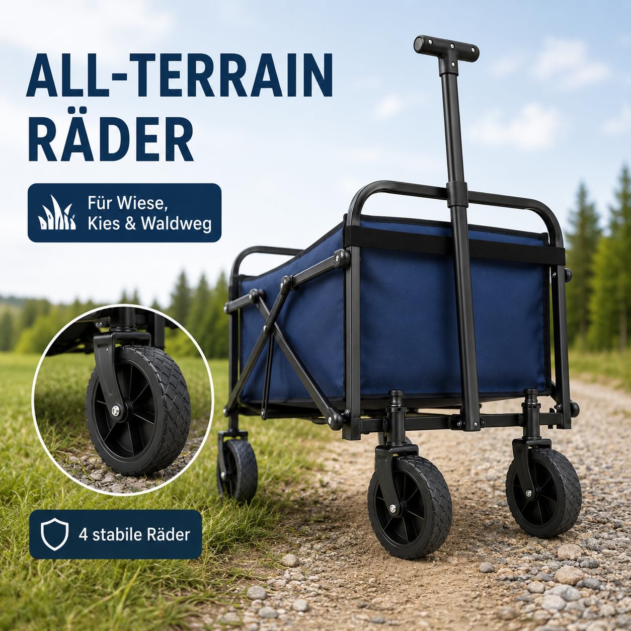 Bollerwagen faltbar 180L, bis 250 kg belastbar - Ziehwagen
