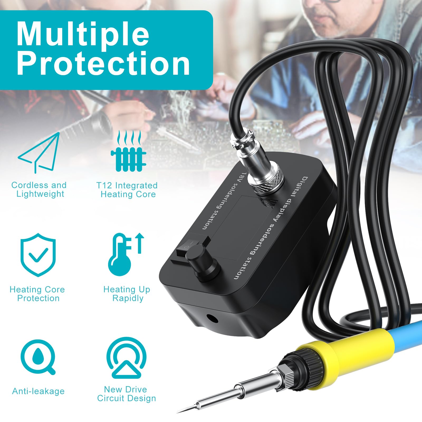 Draadloze soldeerboutset voor Dewalt 18 V 54 V accu, 75 W led digitale soldeerbout soldeerpistool met 5 punten, 50 g soldeerdraad voor elke hobby-liefhebber (batterij niet inbegrepen Draadloze soldeerboutset voor Dewalt 18 V 54 V accu, 75 W led digitale soldeerbout soldeerpistool met 5 punten, 50 g soldeerdraad voor elke hobby-liefhebber (batterij niet inbegrepen