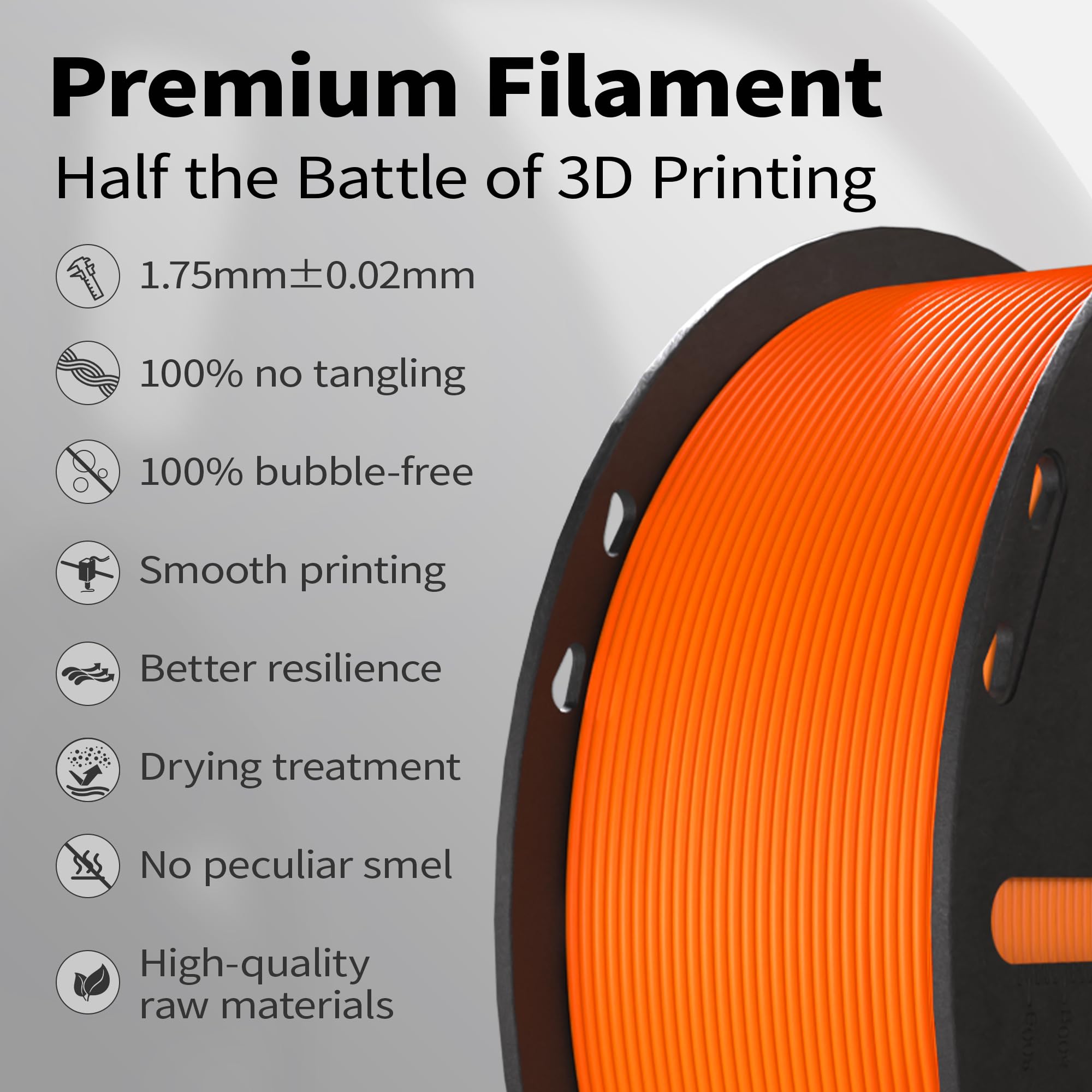Orange PLA+ Filament 1kg - 3D Printing -2 Orange PLA+ Filament 1kg - 3D Printing -2