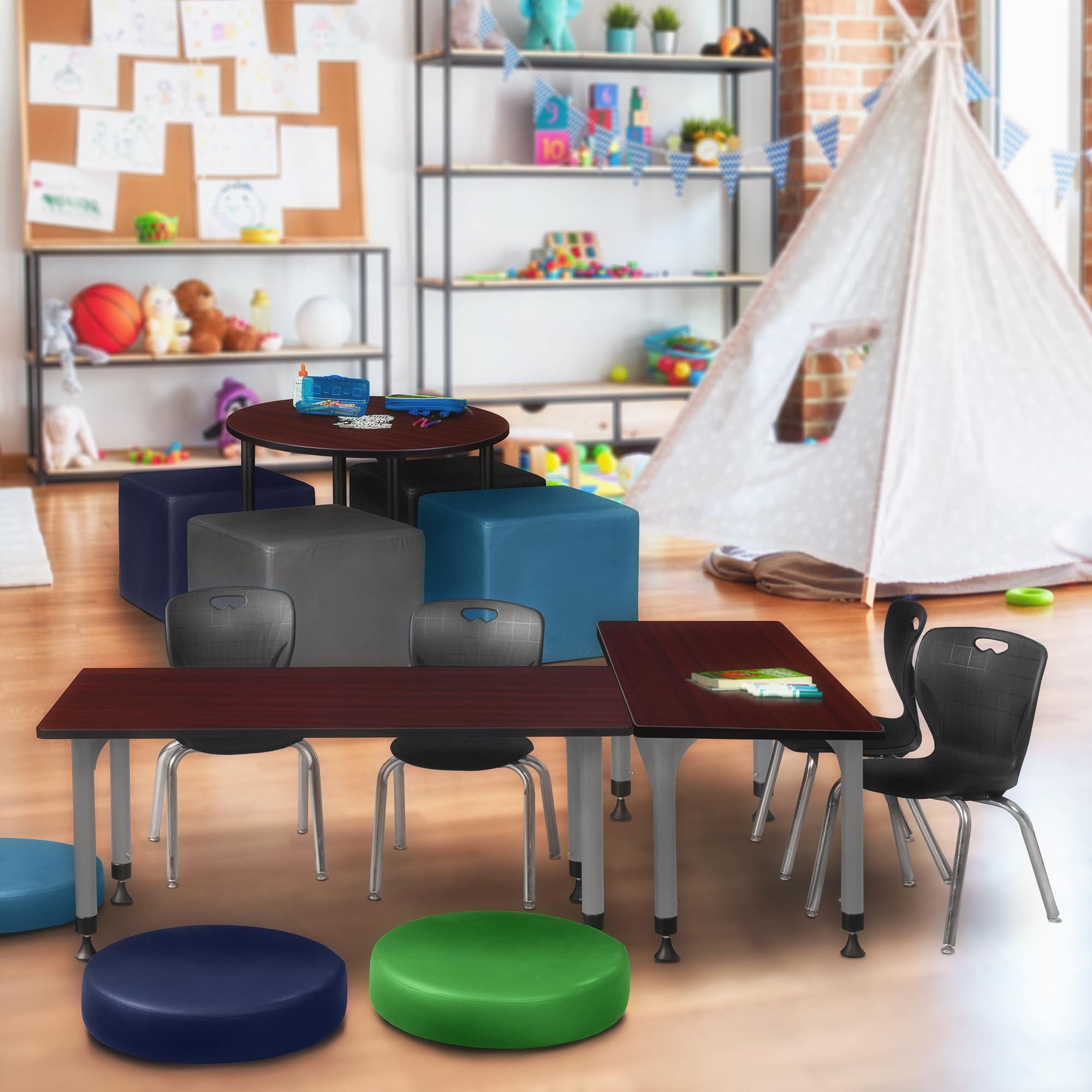 Romig Kee Classroom Activity Tables 42, 42 x 30, Grey|Mahogany