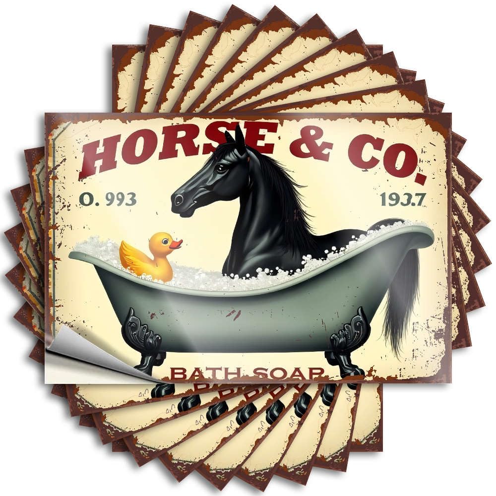 Happy Lettering Sticker, Cute Water Horse & Co. Bath Soap | Funny Quote Men Decals(8X12CM)
