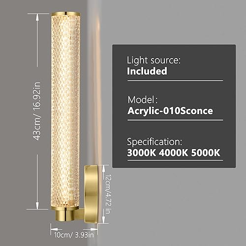 Miniatura 4 de Bathroom Lights,Acrylic Crystal Scale Texture Vanity Lights,High-end Mid Century Modern Wall Sconces,Vanity Light Fixtures,Brushed Brass Gold Finish
