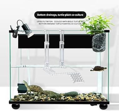 Turtle Basking Platform, Acrylic Tortoise Basking Platform Super Light Transmission Transparent Tortoise Habitat with Climbing Shelf Turtle Tank Accessories for Small Aquatic Reptile (Large)
