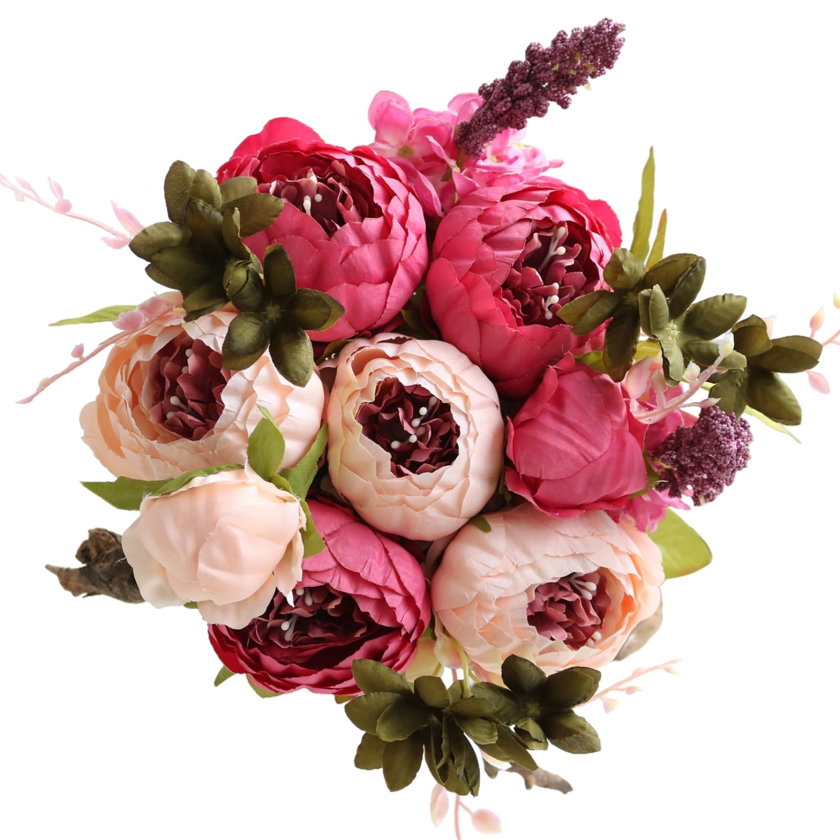 Hbbgdiy Peonies Artificial Flowers Vintage Faux Silk Peony Bouquet for Wedding Table Centerpieces Party Home Decoration Arrangements Bridal Display