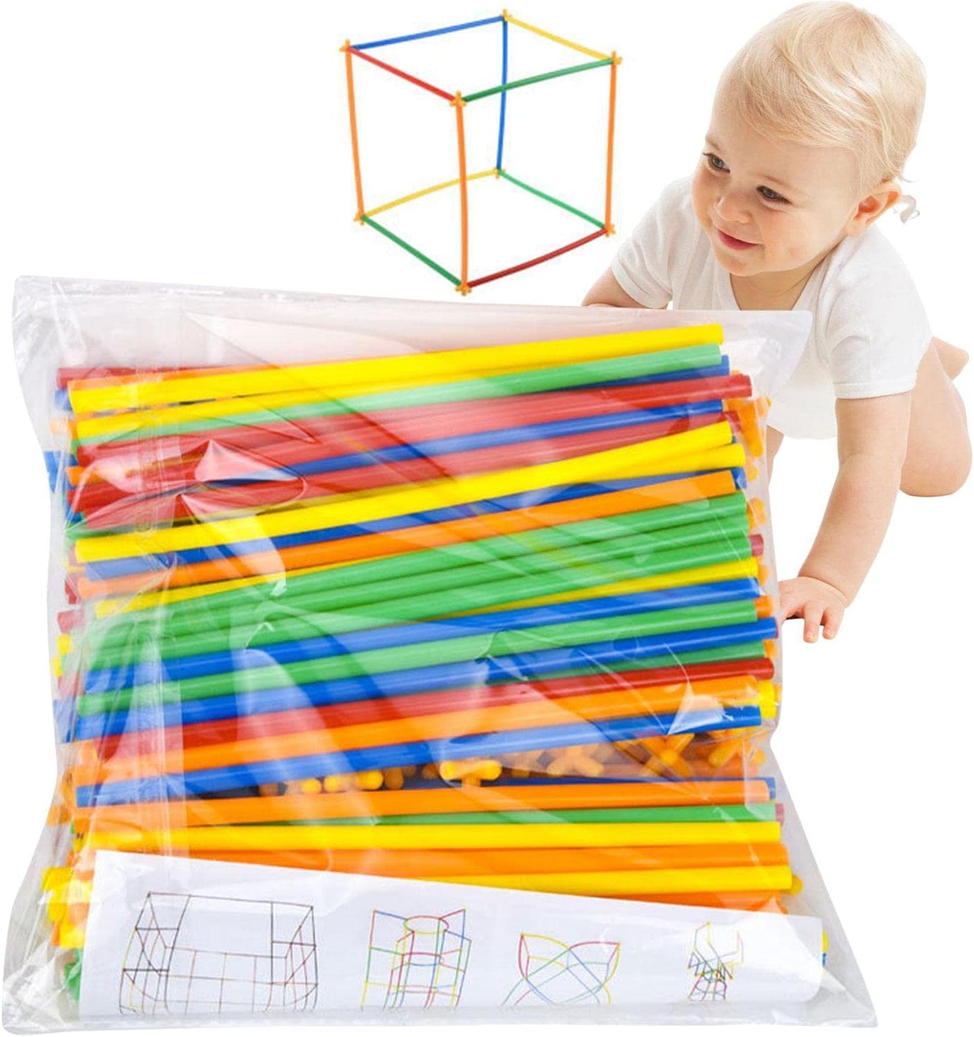 Construction Straws Connector Toys - Engineering Building Blocks,Reusable Straw Toy Set for Kids, Creative Straw Connecting Building Games for Boys Girls