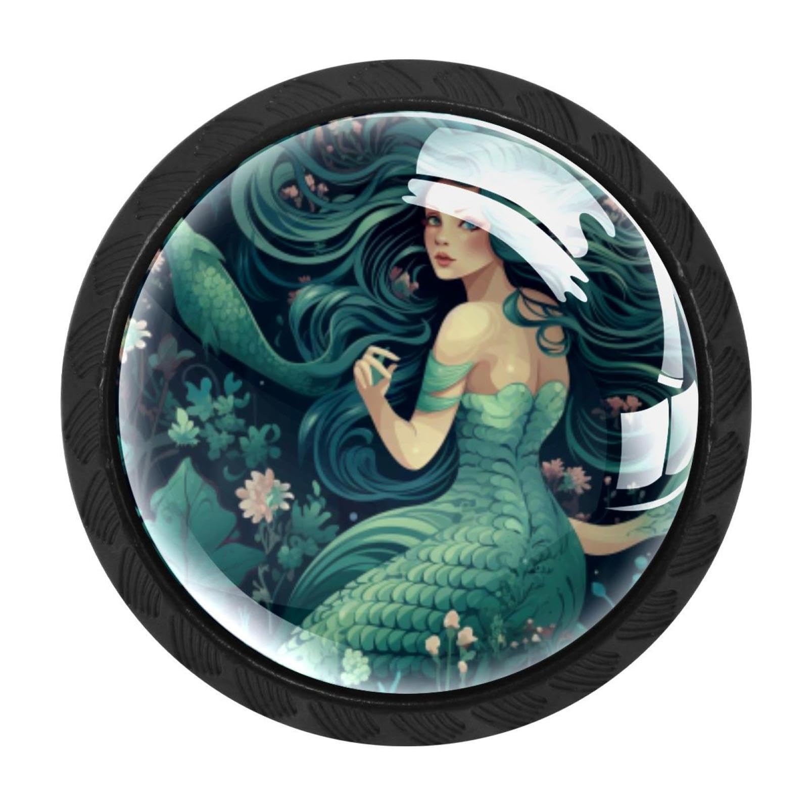 Chenzzzz Multicolored 07 4 Pack Mermaid Kitchen Cabinet Knobs Drawer Knobs Dresser Knobs Matte Black Zinc Knobs Drawer Pulls Door Knobs Dresser Drawer Handles Knobs For Dresser Drawers