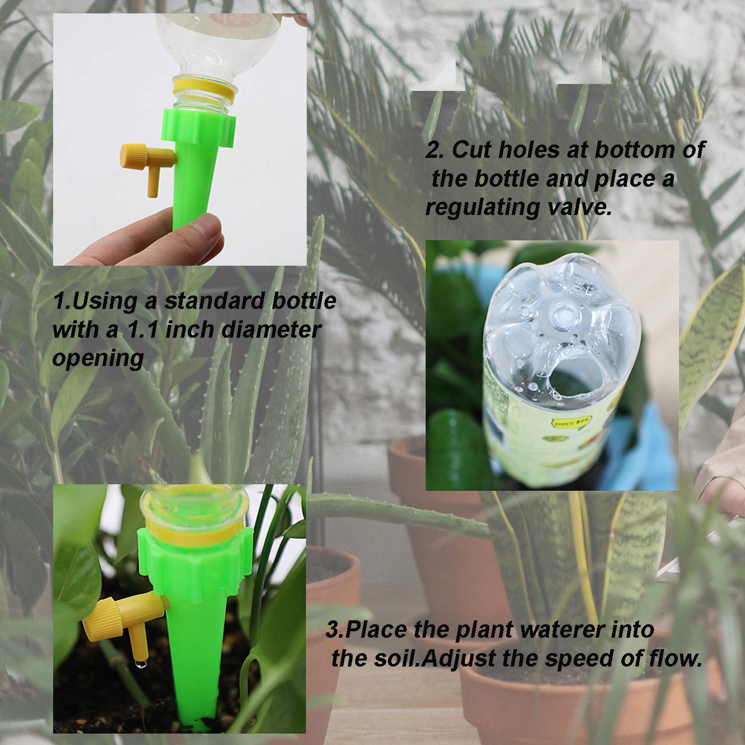 LABOTA 24 Pack Self Watering Spikes for Plants,Automatic Plant Waterer Indoor,Adjustable Drip Irrigation Devices for Outdoor & Garden
