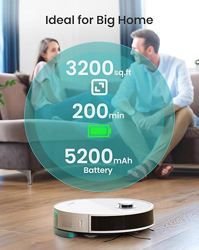 Miniatura 7 de Lefant Combo de aspiradora y trapeador robot N3, mapeo de precisión con sensores Lidar y dToF, succión máxima de 4000 Pa, detección ultrasónica de