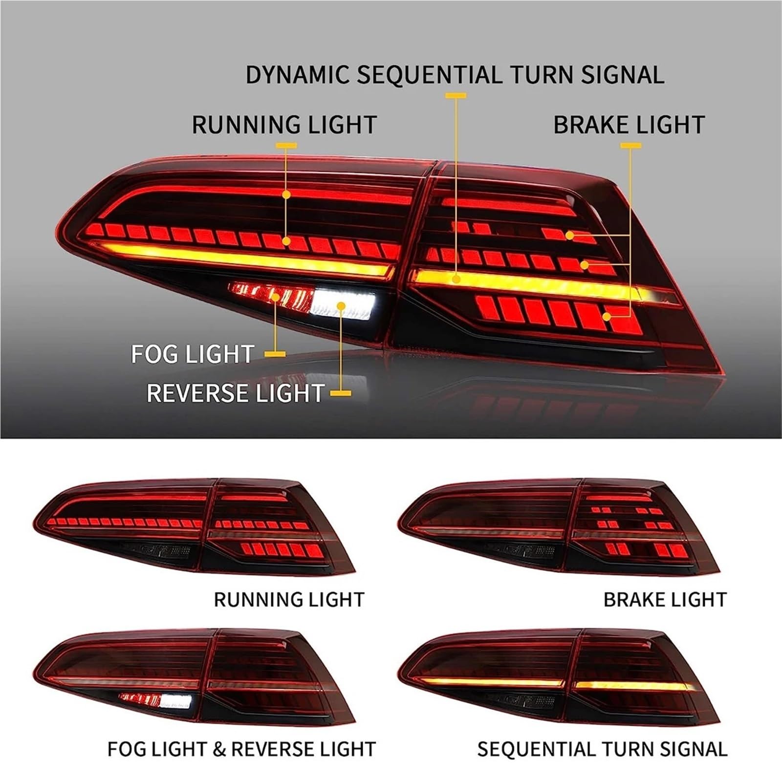 【動作確認済】 ゴルフ7テールランプ7.5風 LEDテールランプ スモークTSI 動作確認済】 ゴルフ7テールランプ7.5風 LEDテールランプ