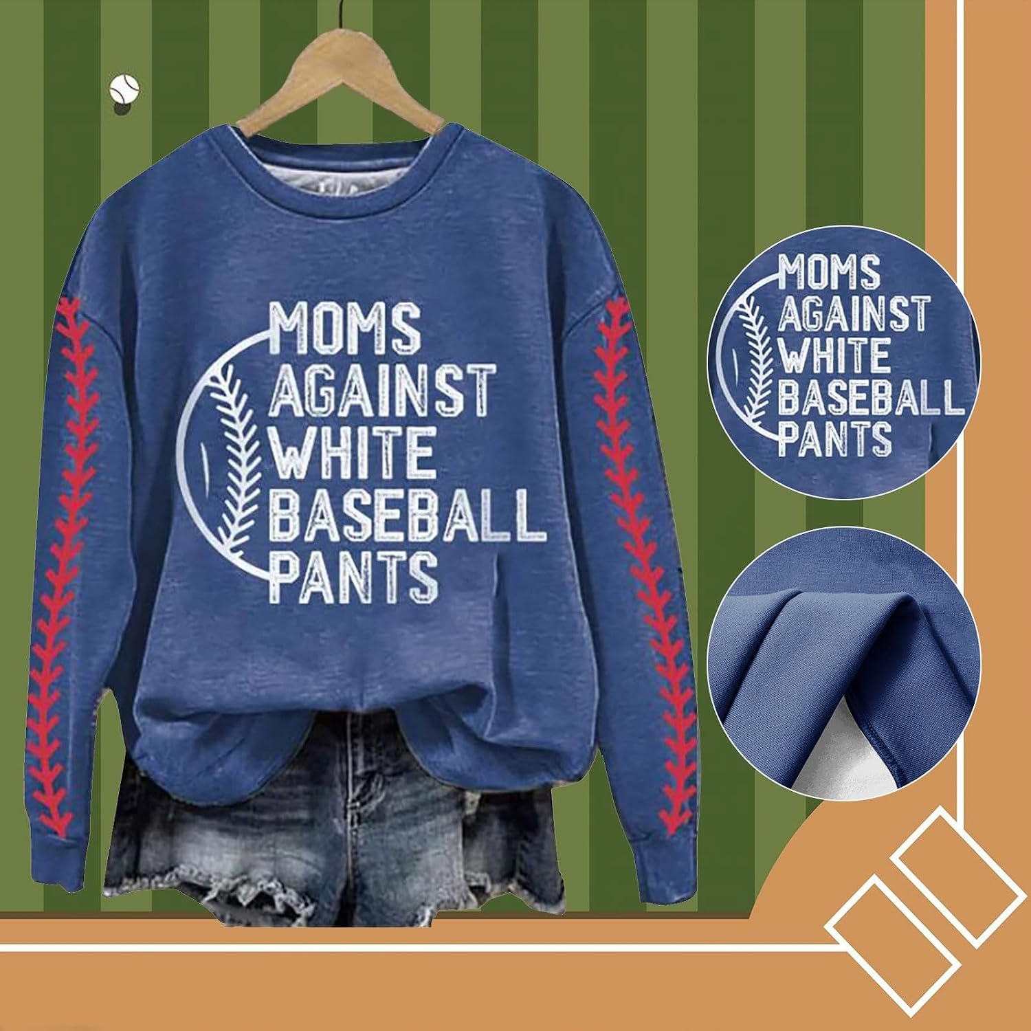 Heevina Baseball Mom Sweatshirt For Women Moms Against White Baseball Pants Printed Crewneck Pullover 2026