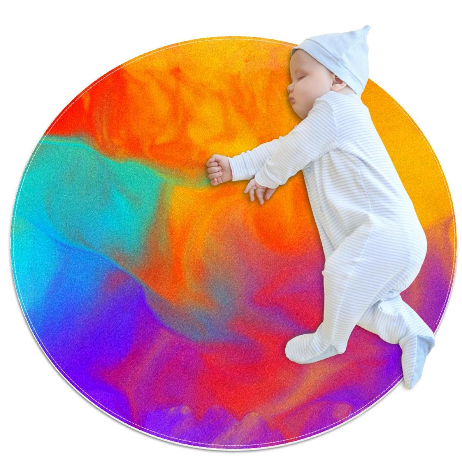 Tapis de salle de bain antidérapant rond de 1m, sécurité et confort abstrait pour votre intérieur