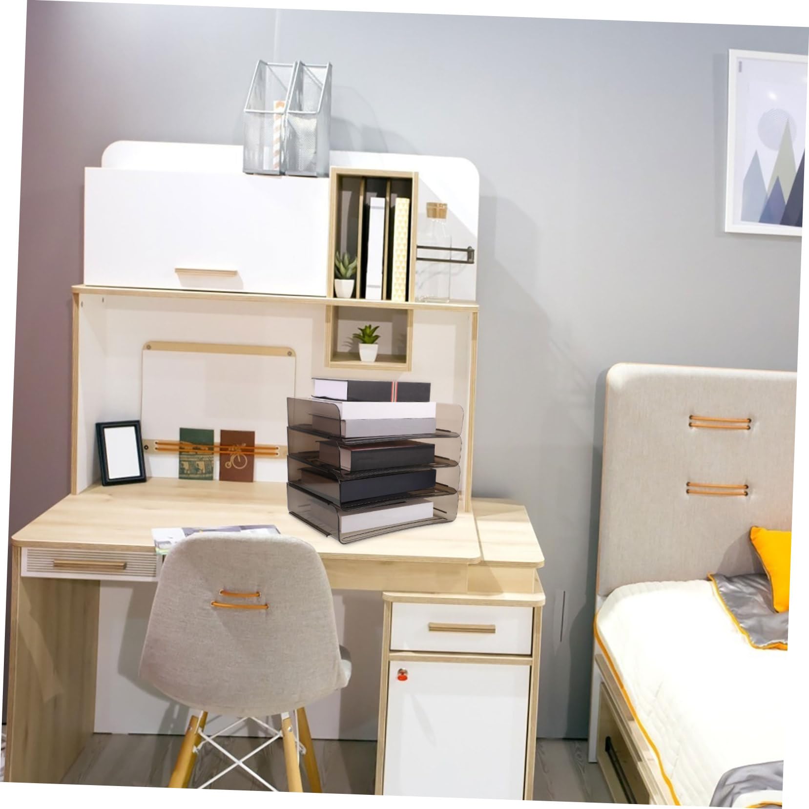 File Organizer da Scrivania in Acrilico Coffee, Multi Layer Storage | Decorazioni Scuola, Organizzatore per Ufficio e Vassoio Porta Documenti, Design Stackable per Uso Stabile a Termine