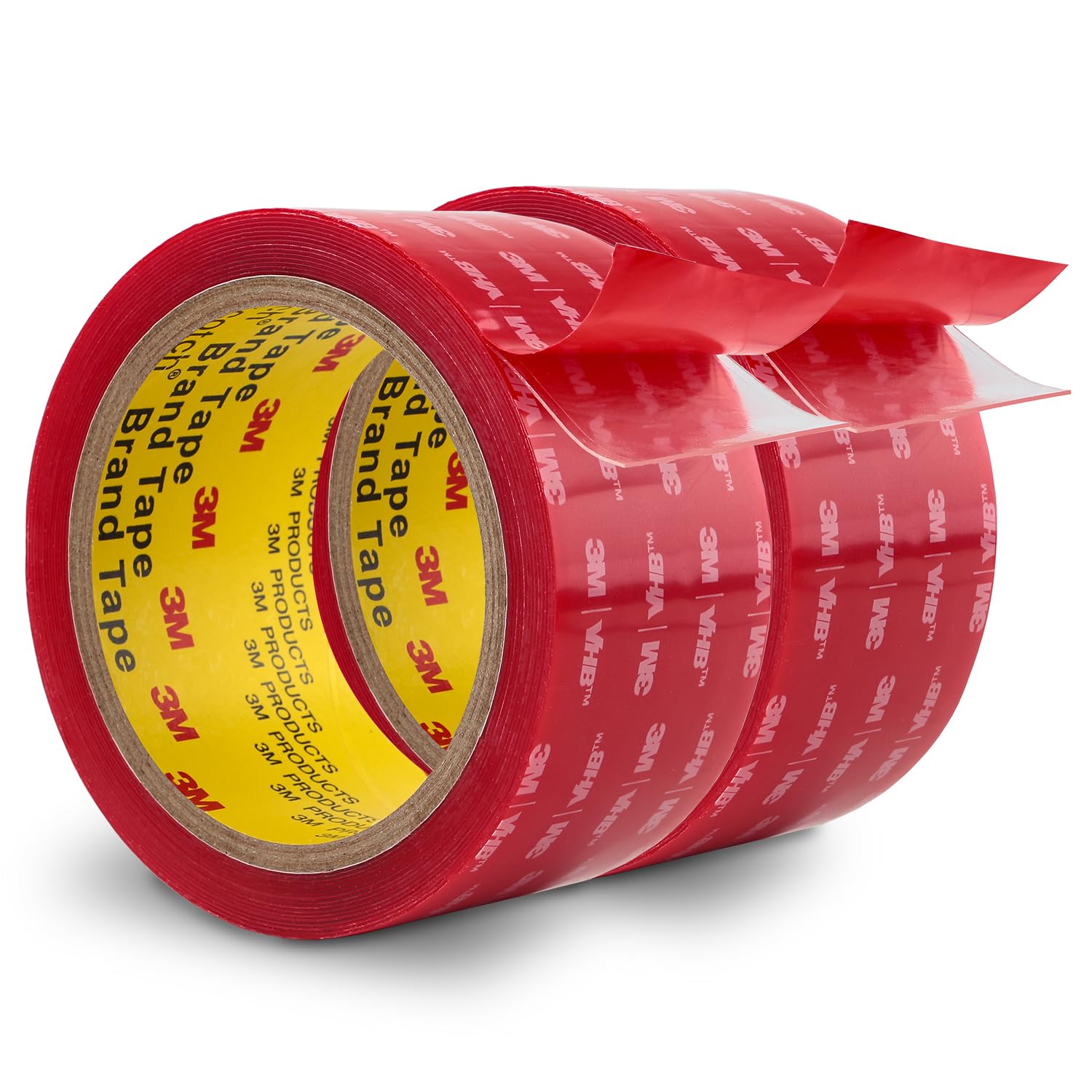 Heavy Duty Double Sided Tape 2" x15.4Ft 2 Pack Made of 3M 4905 Clear Mounting Tape Strong Adhesive Waterproof Heat Resistant Foam Tape for Automotive Home Office Car Deco, 0.02in Thick