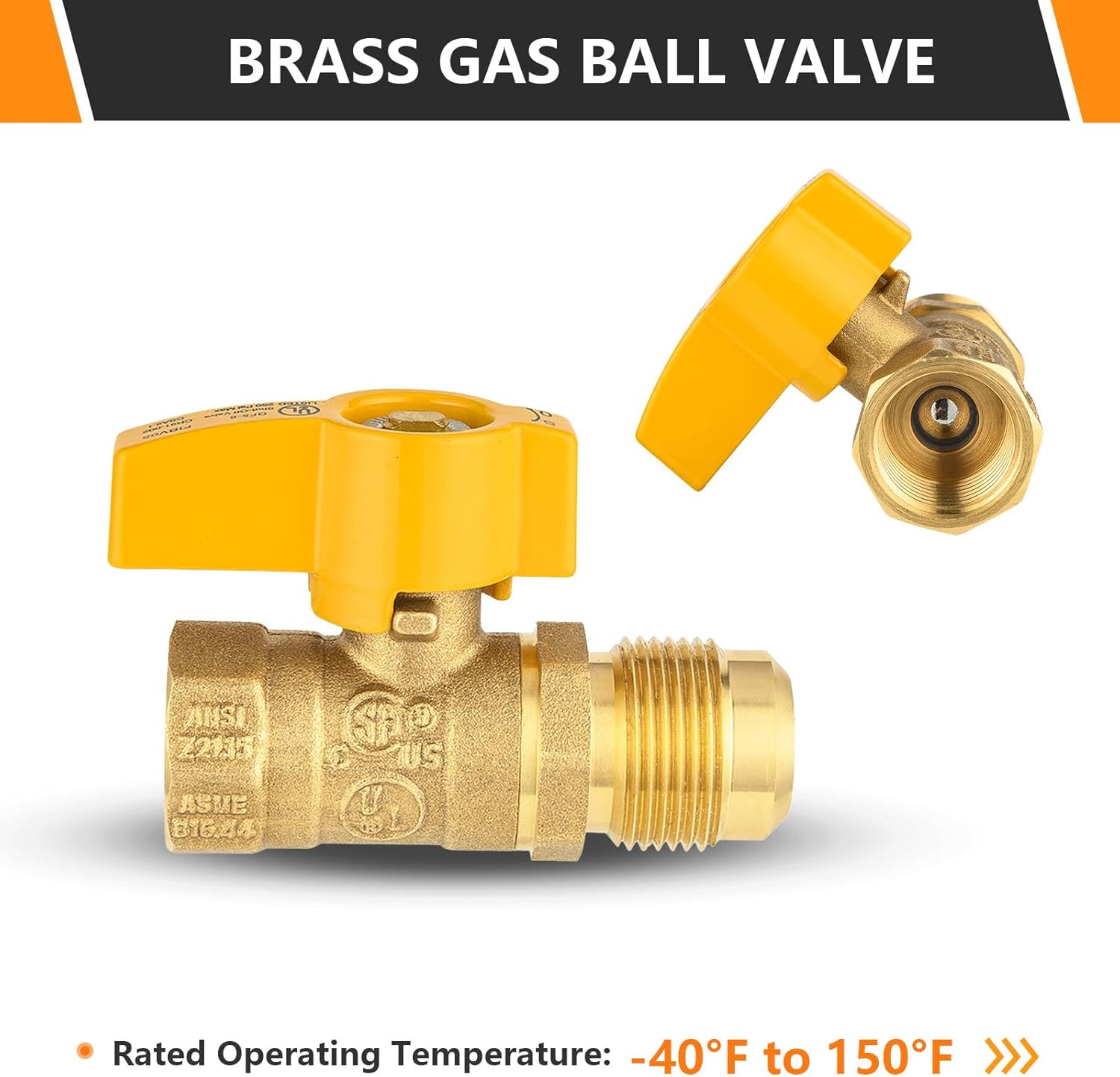 5-Pack HeSun Straight-Flare Gas Ball Valve, 1/2-Inch FIP x 1/2-Inch OD Connection, 1/4 Turn Brass Gas Shut Off Valve(VALVE231)