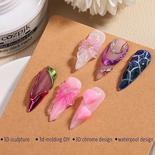 Miniatura 4 de Gel constructor sólido de 1.06 oz para uñas y esmalte de gel delineador de 0.51 onzas, gel duro transparente no pegajoso para uñas con bolígrafo de