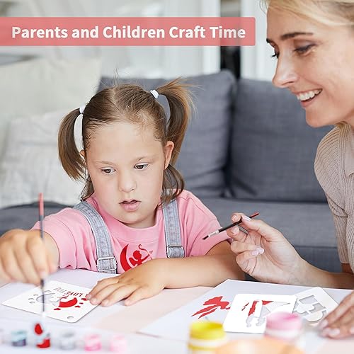 Miniatura 7 de Augshy Plantillas para el día de San Valentín, paquete de 56 plantillas de plástico reutilizables, plantillas de dibujo de San Valentín para pintar