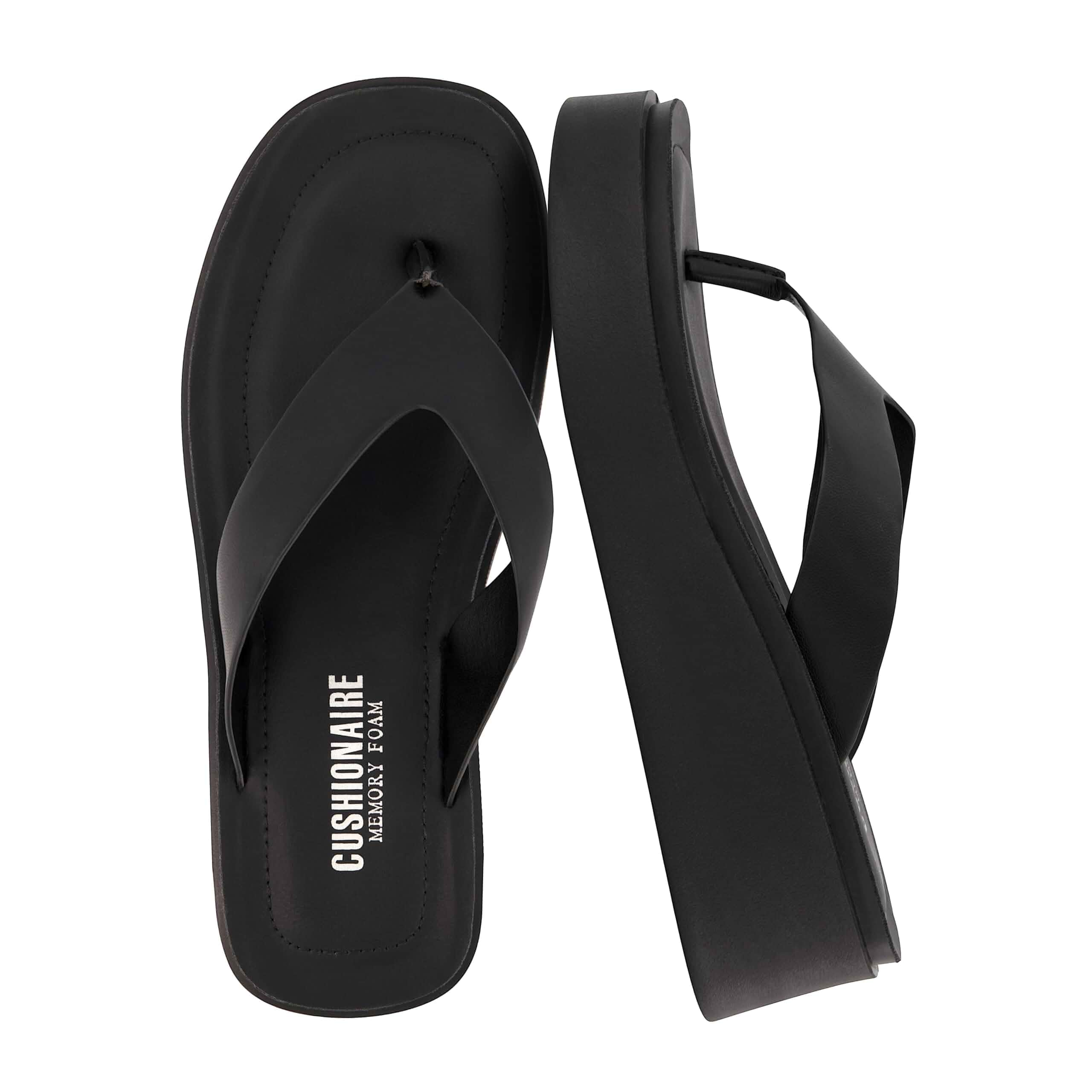 CUSHIONAIRE Pippin Chunky Platform Flip Flops, Stylish Wedge Flip Flops for Women with Cushioned Footbed and Durable Sole