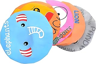 قبعات استحمام لطيفة على شكل حيوانات كرتونية: قبعات استحمام مرنة مقاومة للماء من مادة PEVA للنساء والفتيات والأطفال - إكسسوارات حمام مثالية (مجموعة من 5 قطع)