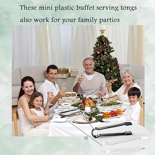 Miniatura 6 de 6 Pack Plastic Kitchen Tongs, 6.3 Inch Mini Clear Serving Tongs for Buffet Barbecue Ice Salad and Cookies (Clear)