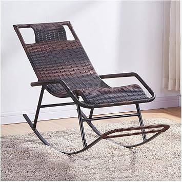Recliner Chair, Rattan Chair Outdoor, Glider Rocker Recliner Chair, Steel Frame Rocking Chair with Headrest and Footrest Comfortable Relaxing Chaise Arm for Single Leisure Chair Living Room Color Style2