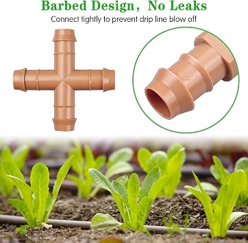 Gardrip Drip Irrigation Barbed Cross Tee:10 Pack Drip Irrigation Cross Parts Fits for 1/2 Inch Drip Irrigation Tubing 17mm 0.600