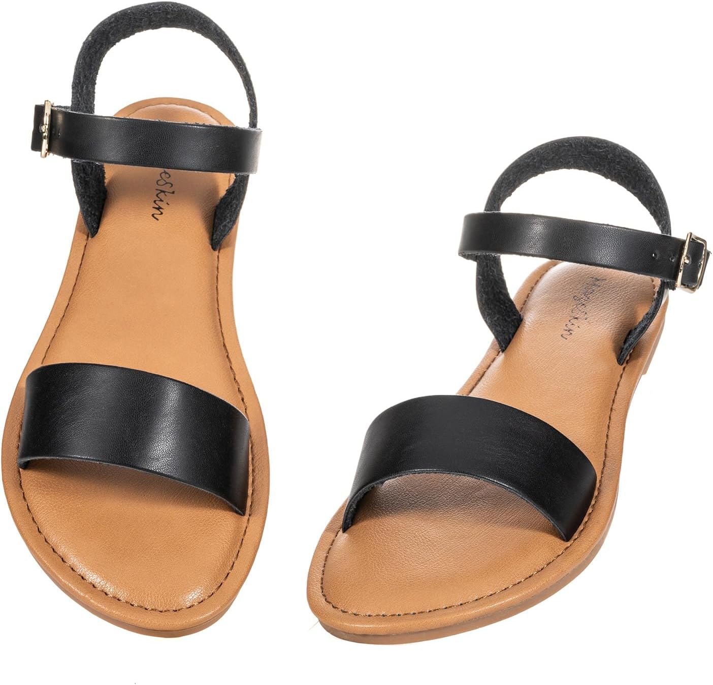 mazeskin Womens Ankle Strap Memory Foam Flat Sandals image 5