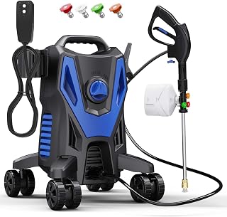 Electric Pressure Washer, 4800 PSI 3.0GPM High Pressure Cleaning Machine with 35 FT Power Cord, 20 FT Hose, Foam Cannon, 4 Nozzles,Easy Store for Car/Garage/Patio, Blue