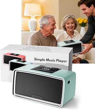 Large Button Simple Music Player for Seniors, Easy MP3 Player for Elderly, Dementia, Blind,Alzheimers & Visually Impaired, Music Box with 32GB TF Card, One-Touch Play Blue