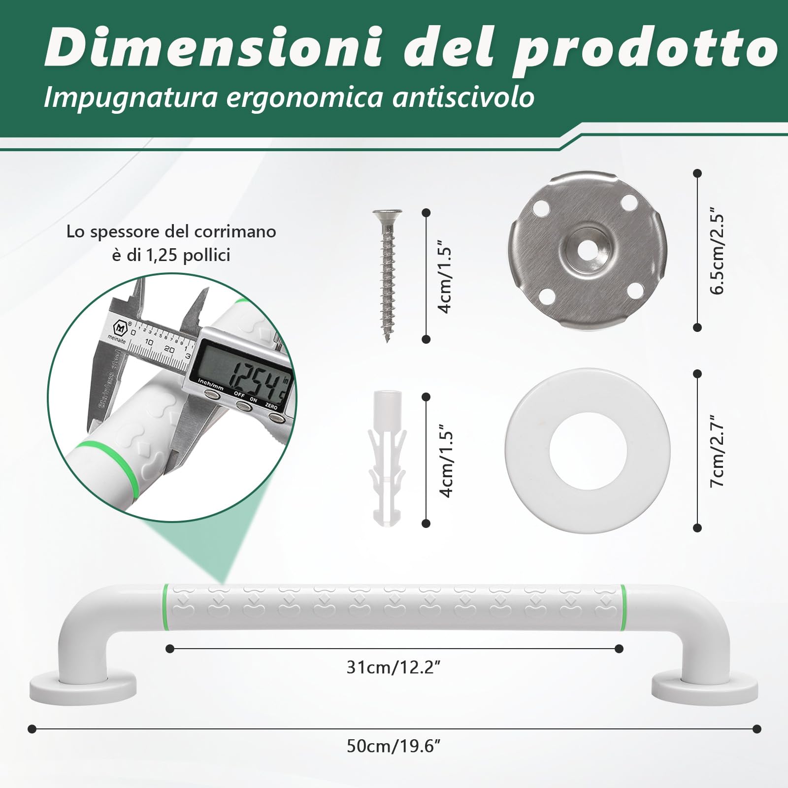 2 x 50 cm Maniglia per doccia – Maniglia in acciaio inox