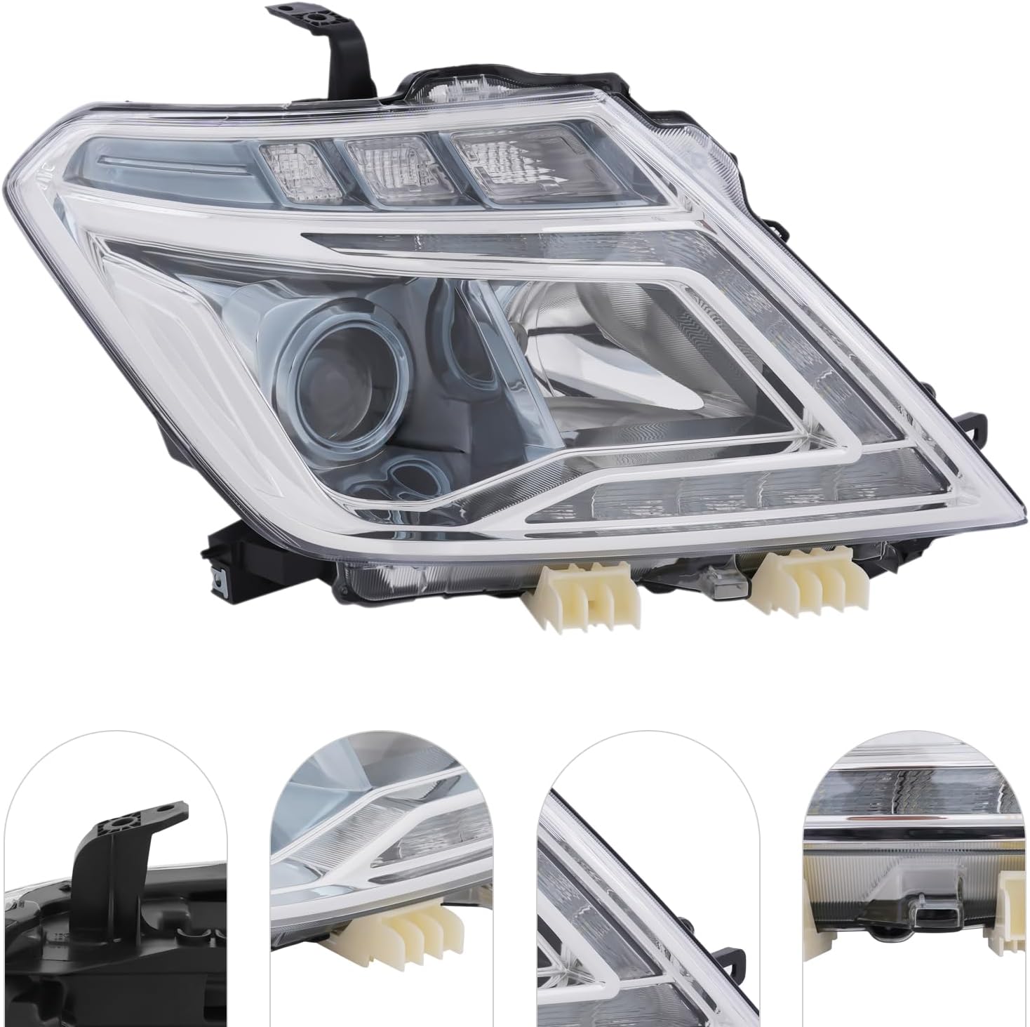 For 2017-2020Nissan Armada LED 6 Pin Headlight Assembly w/LED DRL, Right Passenger Side Headlamps, Black Housing Clear Lens Headlights Replacement (Right Passenger Side)