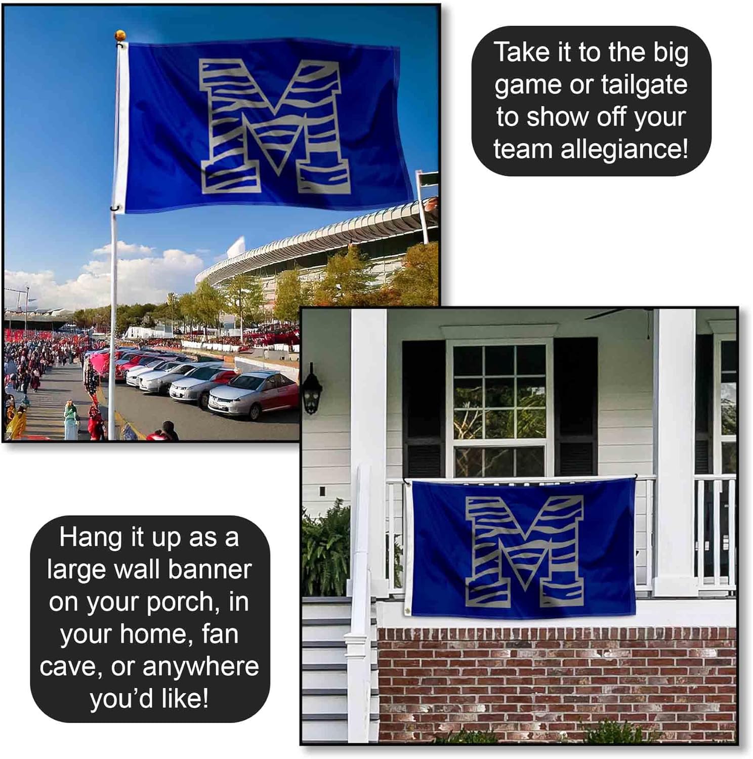 Memphis Tigers Tiger Striped Flag