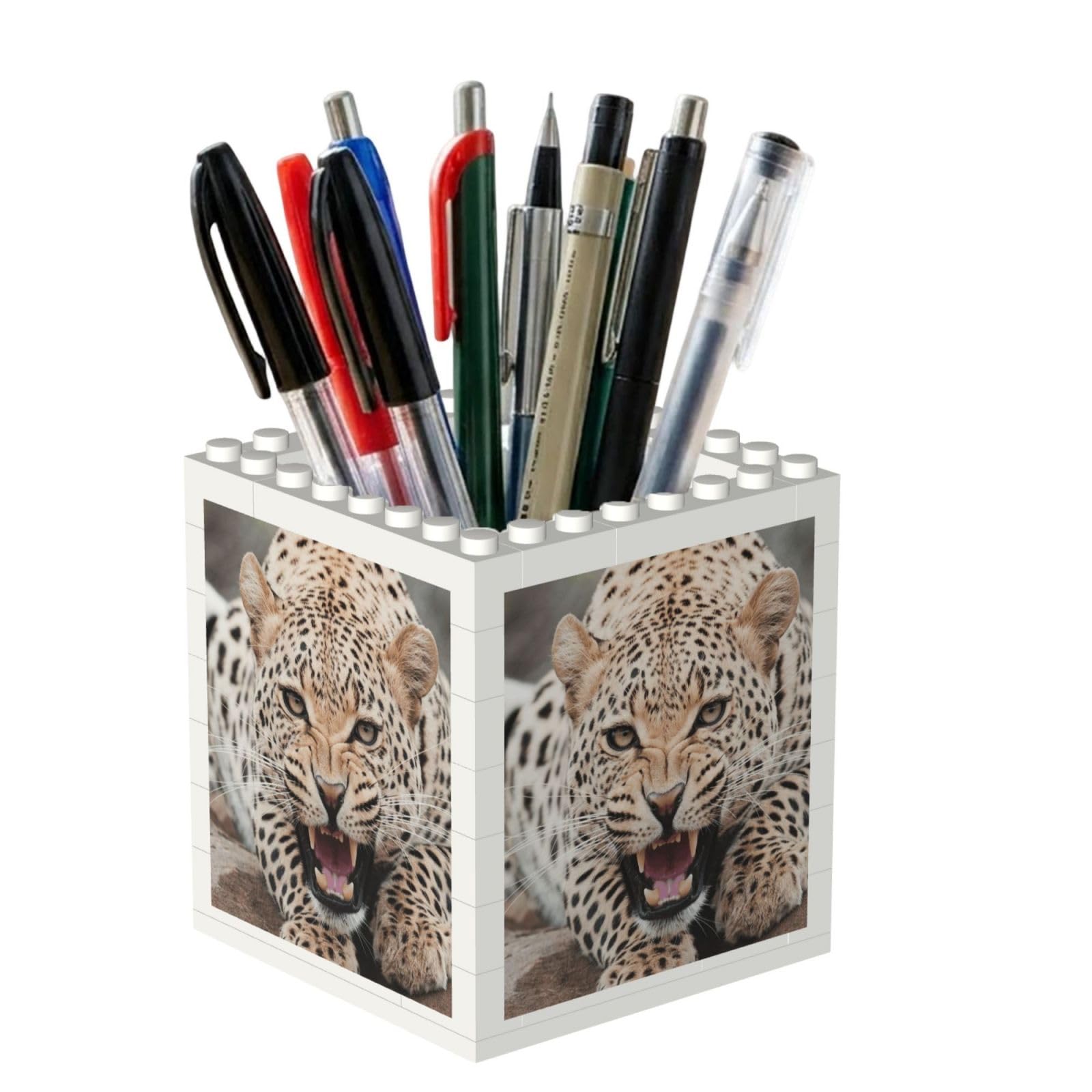 Poadnly Cheetah, Pen Pot Pencil Holder for Office Home School, Compact Desk Organiser for Office Stationery