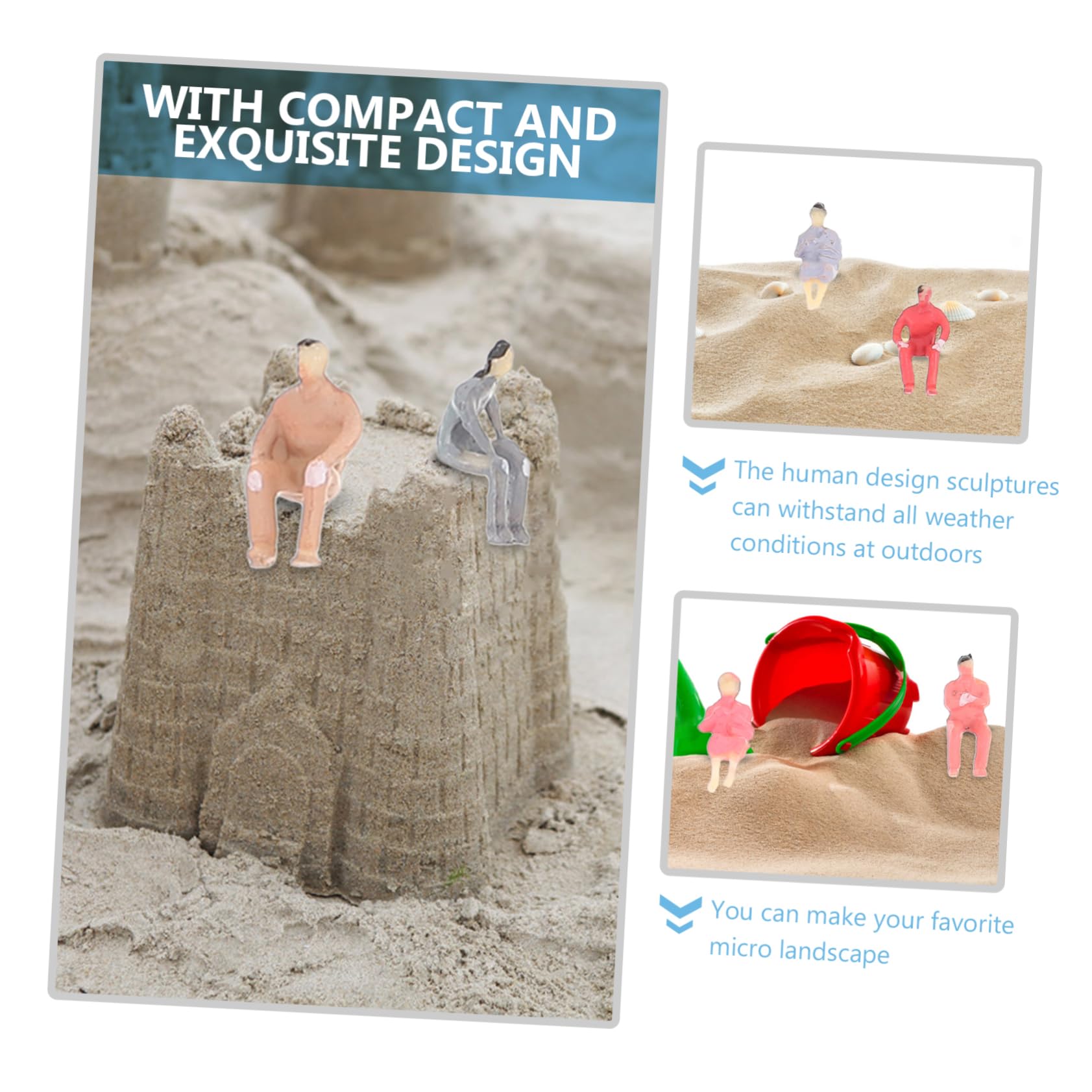 SEWOART 100pcs Miniature Figurines Colorful Plastic Dolls for Mini Human Models for DIY Landscape