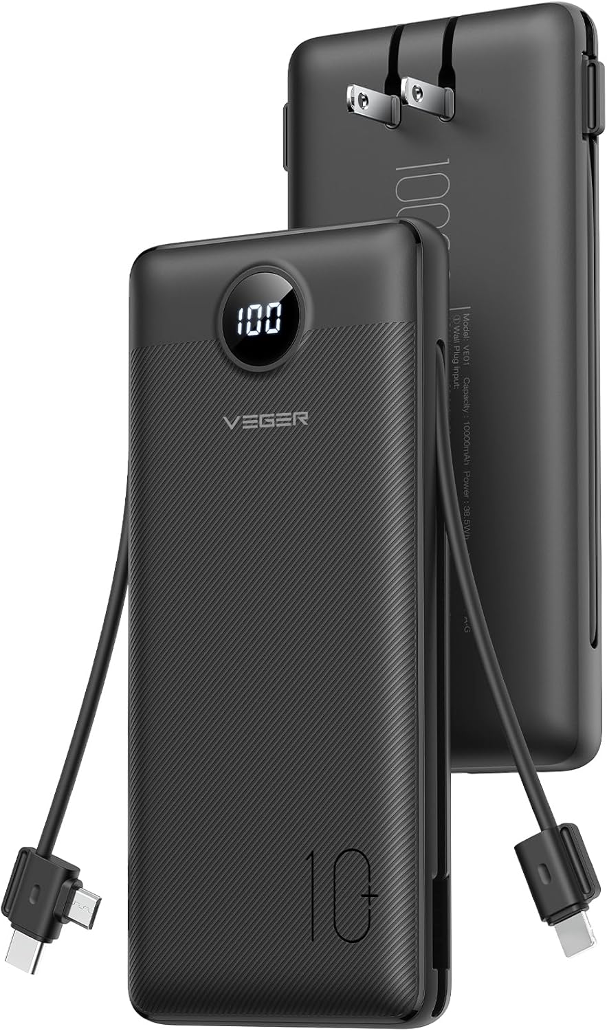 VEGER All in One Travel Portable Charger with Built-in...