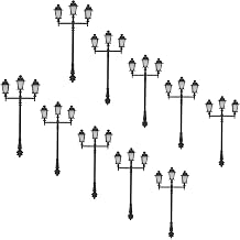 1/72 10-Pack Plastic Triple-Head Street Lamp Model Kit Unpainted Garden Yard Miniatures and Railway Layout Accessories